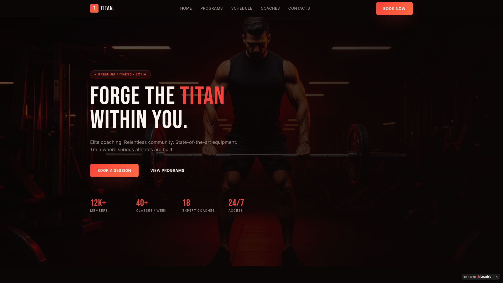 Скрийншот на демо сайта Titan Fitness